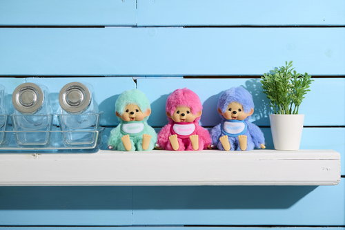 Monchhichi Mončiči colori (rosa lampone, verde menta, blu) 14cm