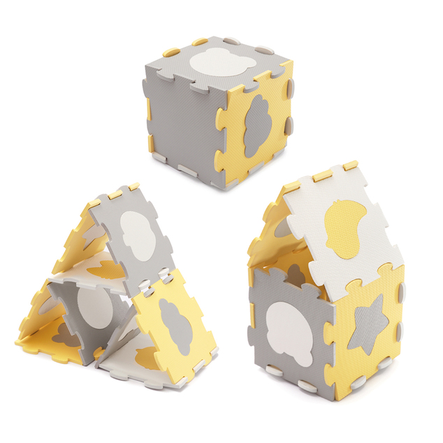 KINDERKRAFT SELECT Podložka penová puzzle Luno Shapes 185 x 165 cm Yellow, 30ks, Premium