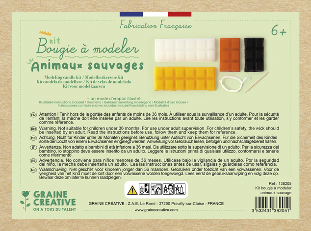GRAINE CREATIVE Kreativni set za izdelavo sveč Živalice