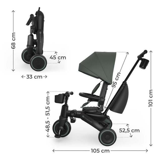 KINDERKRAFT Trojkolka Jazz 3 Green, 9m+