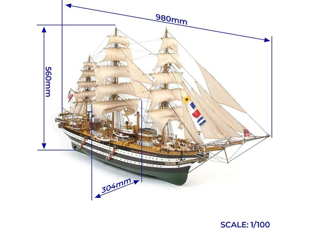 OCCRE Amerigo Vespucci 1:100 + plachty Kit