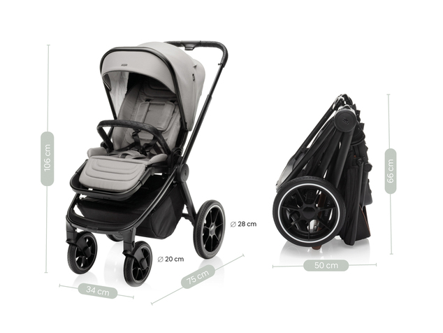 Set kočík Move Cross 3 + hlboká korba  Move XL 3 + autosedačka + základňa, All Black