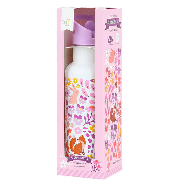 A Little Lovely Company - nerezová fľaša na pitie, 500 ml - kvetinová záhradka