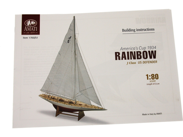 Komplet jadrnice AMATI Rainbow 1934 1:80 z dokončanim trupom