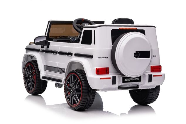 Elektrické autíčko Mercedes G, biele, Jednomiestne sedadlo, 12V batéria, 2,4 GHz DO, 2X MO
