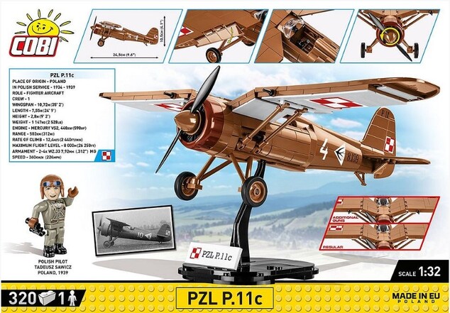 Cobi 5742 II WW PZL P.11c, 1:32, 320 k, 1 f