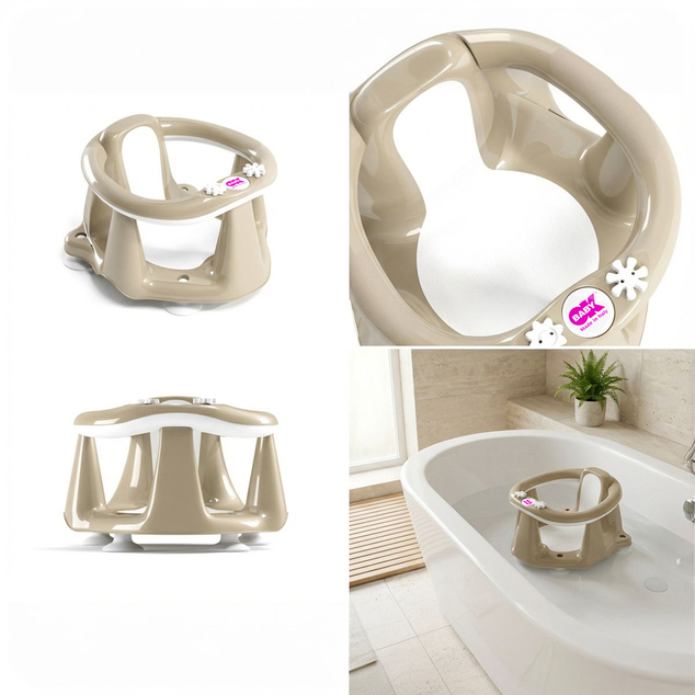 OK BABY Asiento de baño antideslizante Flipper Evolution con ventosas 6–15m Beige