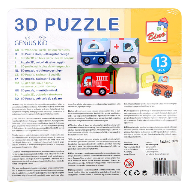 Bino 3D Puzzle, Rettungsfahrzeuge