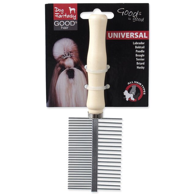 Hrebeň Dog Fantasy obojstranný drevo 17cm