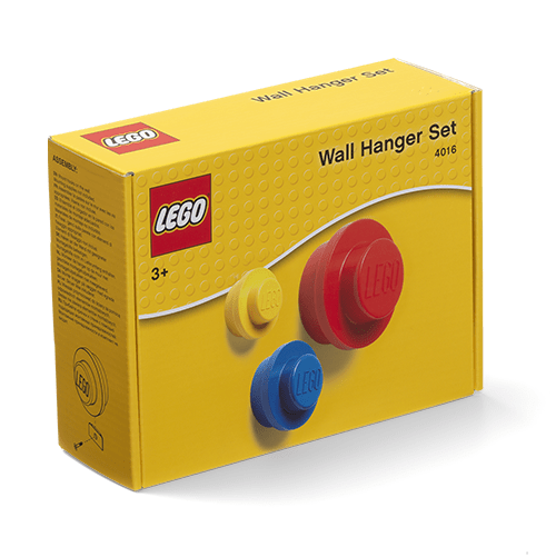 LEGO® vešiak na stenu, 3 ks - žltá, modrá, červená
