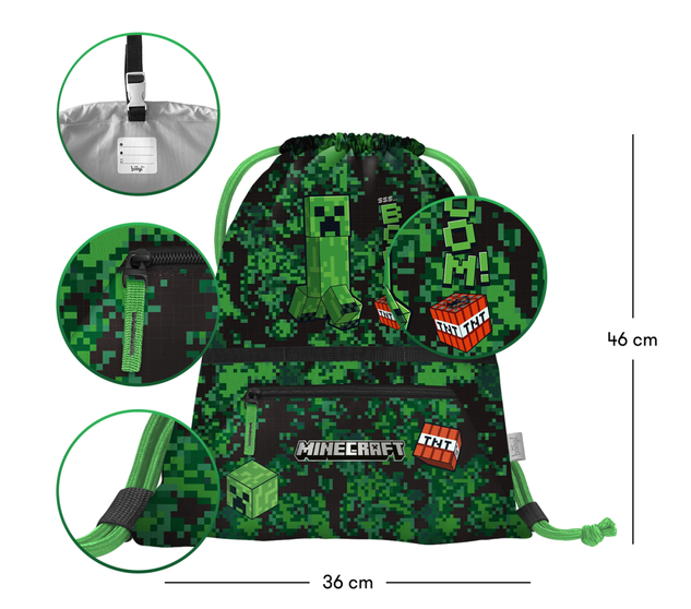 BAAGL Vrecko s priehradkou na zips Minecraft Boom