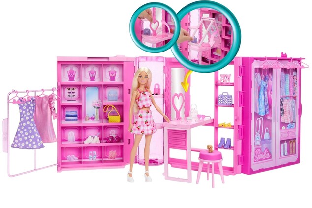 Mattel Barbie šatník snov v pastelových farbách s bábikou