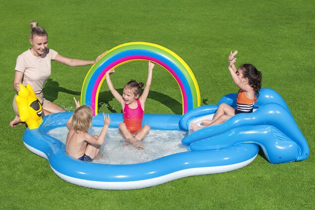 Bestway Aufblasbares Spielcenter Rainbow Day, 91×145×257 cm