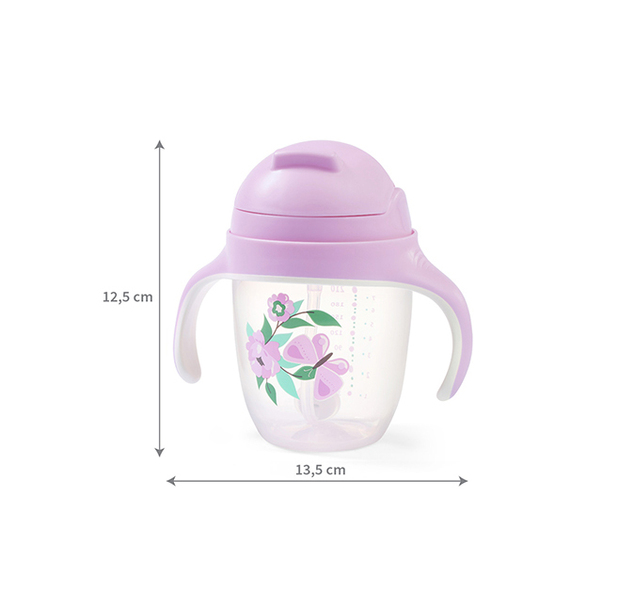 BABYONO Lernbecher mit Strohhalm Schmetterling 6m+