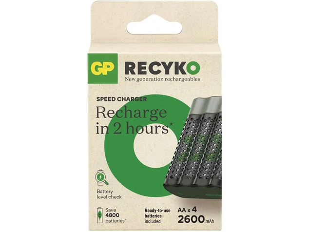 GP USB зарядно Speed AA/AAA + 4xAA 2600mAh GP ReCyko