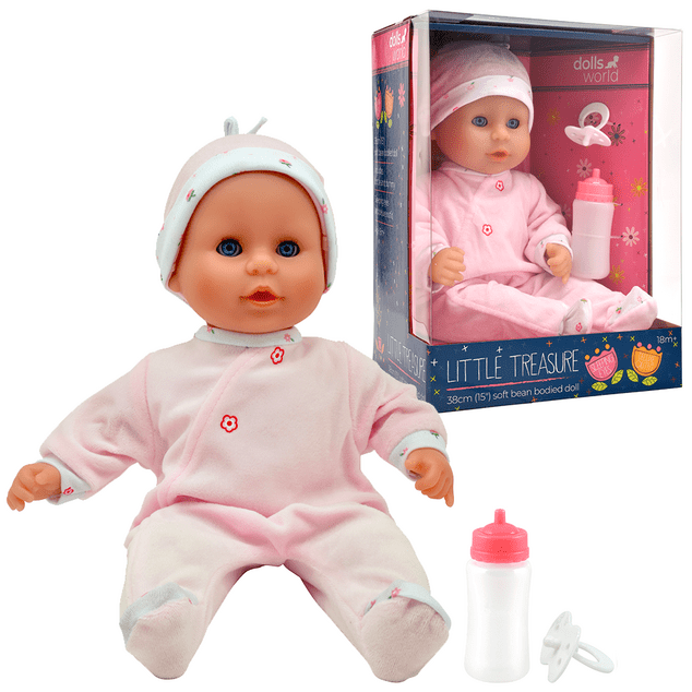Dolls World - Bábätko Little Treasure PINK - 38 cm so zatváracími očami