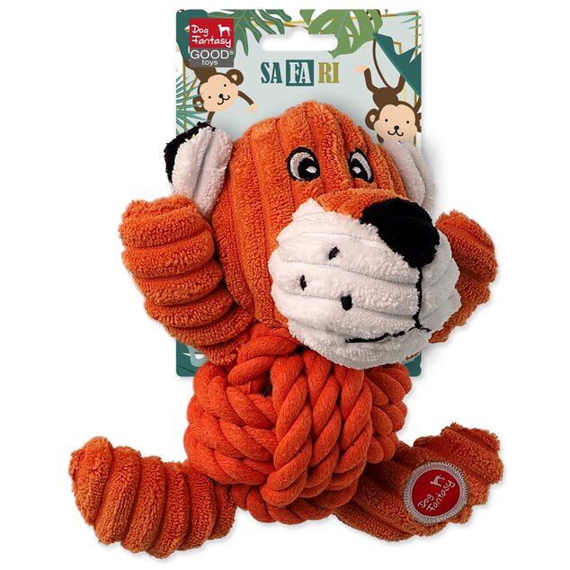 Hračka Dog Fantasy Safari tiger s uzlom pískací 18cm