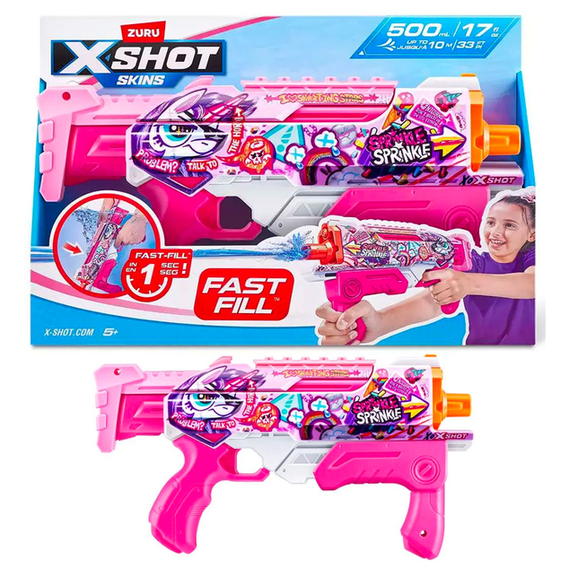 ZURU X-SHOT Vodná pištoľ Skins - Hyperload Fast fill - ružová