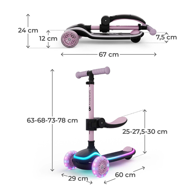 KINDERKRAFT Romobil i guralica 2u1 Raket Up Pink