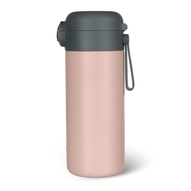 Termoska na tekutiny so slamkou a silikónovým držiakom 350 ml, Candy pink
