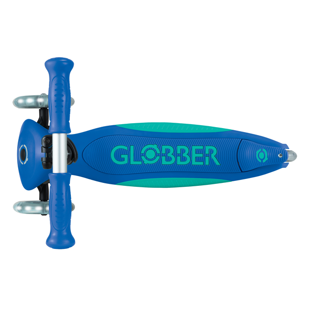 Globber Kinder-Klapproller – Primo Folding Plus Lights V2 Marineblau/Smaragdgrün