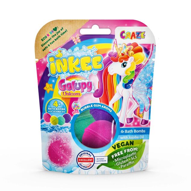 INKEE - Bombička do kúpeľa - Galupy Unicorn farby 4 ks baleni