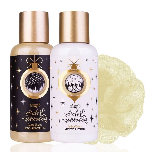 ACCENTRA Set za kupanje Winter Glamour u limenoj kanti Vanilija i mošus 2x100ml + 15g