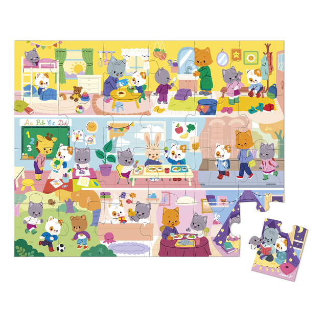 Janod Puzzle v kufríku Môj deň 24 ks