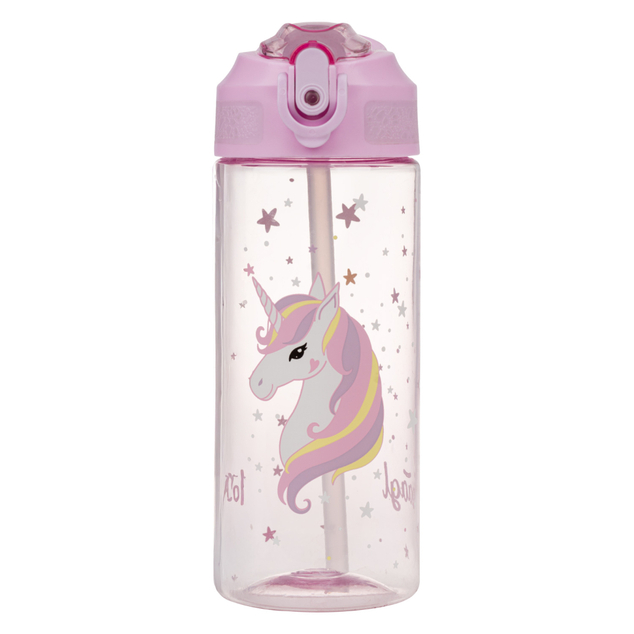 BAAGL Tritanová fľaša na nápoje so slamkou Rainbow Unicorn, 500 ml