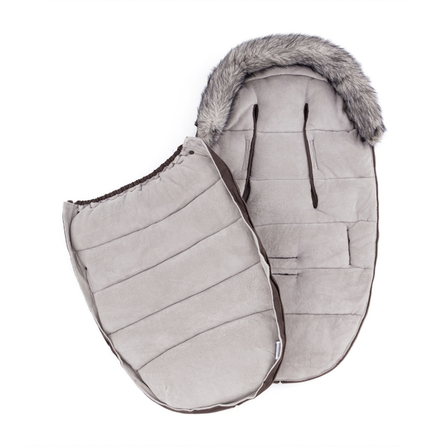 PETITE&amp;MARS Ensemble de chancelière d'hiver Comfy 4 en 1 + gants pour poussette Furry Rich Brown