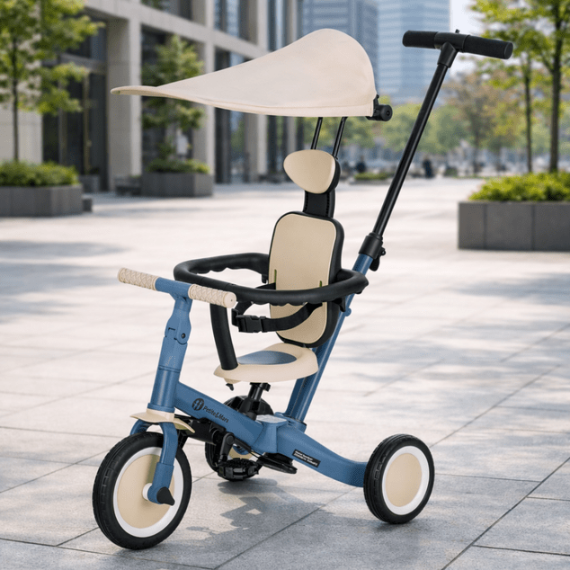 PETITE&amp;MARS Triciclo multifuncional 5 en 1 Turbo Plus Ocean Blue