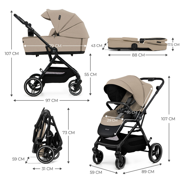 KINDERKRAFT SELECT Cochecito combinado Yoxi 2en1 Sand Beige