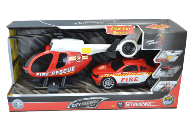 CITY SERVICE CAR - 1:14 Hasiči set vrtuľník + auto