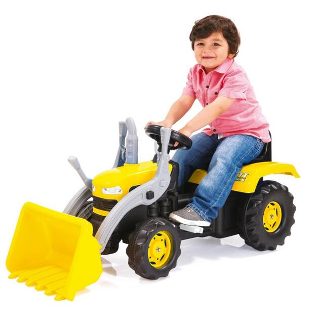 Dolu Veľký šliapací traktor s rýpadlom, žltý