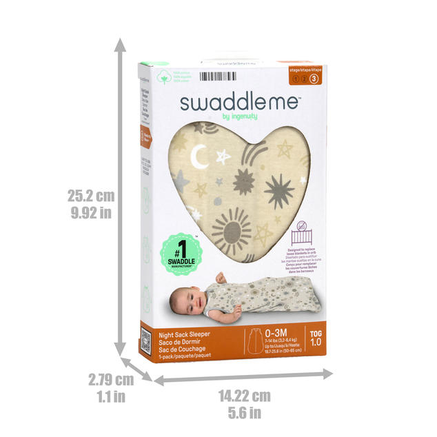 INGENUITY Vreća za spavanje pamučna 1 TOG SwaddleMe™ Celestial Dance 0m+