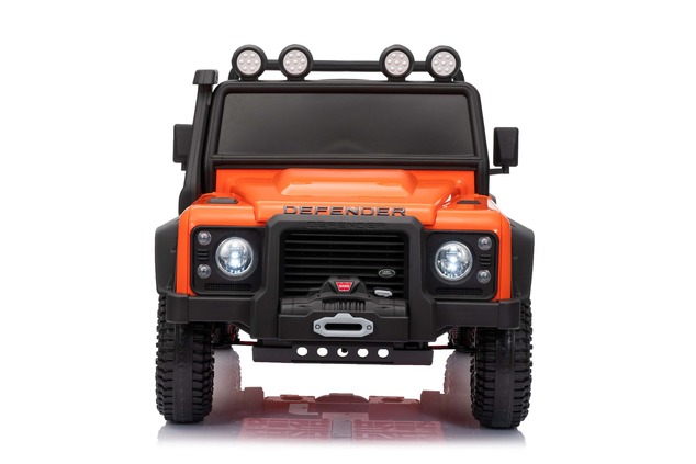 Elektrické autíčko Land Rover Defender 110 SVX 12V, oranžové, 4X4 pohon, LED svetlá, predn