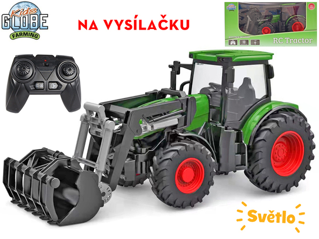 Kids Globe R/C-Traktor grün 27 cm mit Akku-Frontlader mit 2,4-GHz-Licht