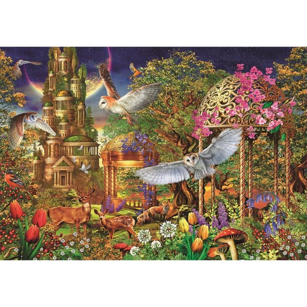 Clementoni - Puzzle 1500 Jardín de fantasía en el bosque