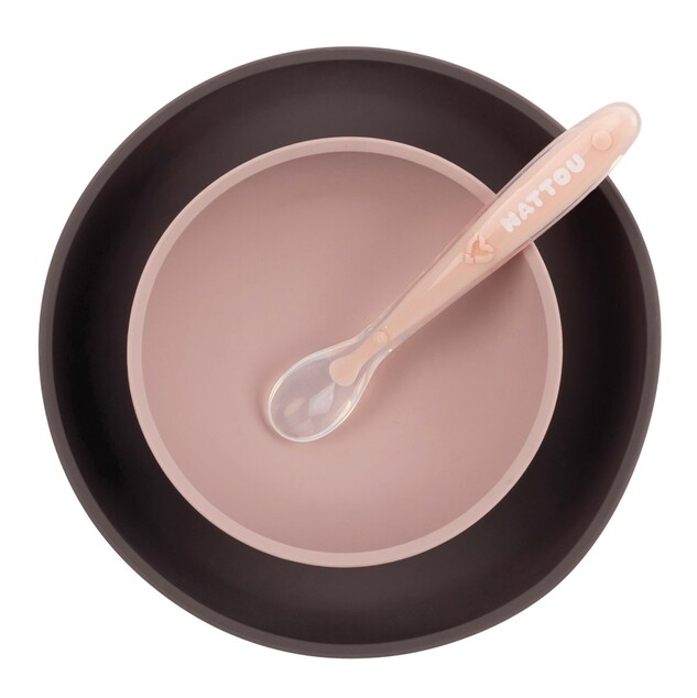 NATTOU Set de sufragerie silicon 3 buc violet-roz fara BPA