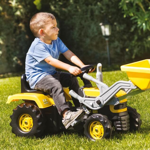 Dolu Veľký šliapací traktor s rýpadlom, žltý