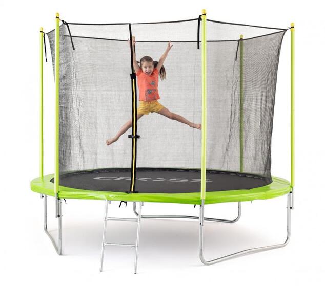Trampolína CROSS so sieťou, zeleno čierna, 306x306x250cm