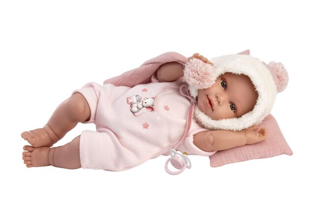 Llorens 63802 NEW BORN - muñeca bebé realista con sonidos y cuerpo de tela suave