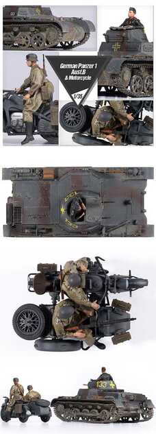 Modellbausatz Militär 13556 - Deutscher Panzer I Ausf.B &amp; Motorrad (1:35)