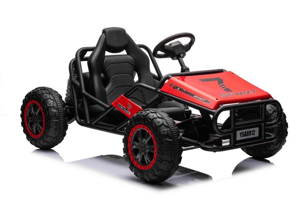Elektrische Go-Kart SPORT-KART 24V, rot, EVA-Räder, Kunstledersitz, 2 x 50W Motor,