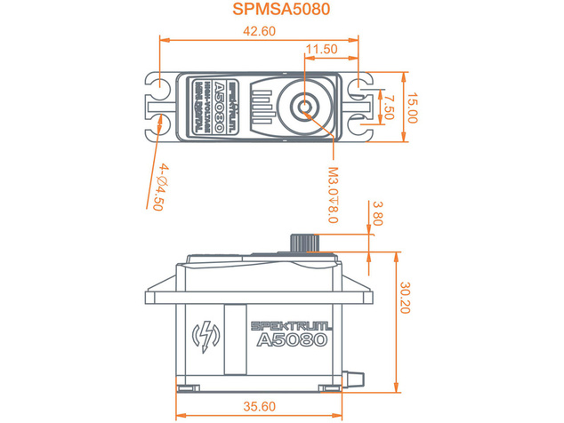 Spektrum servo A5080 9.4kg.cm 0.094s/60° MT/HS Min