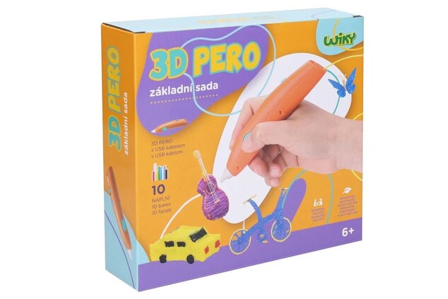 3D stilou WIKY portocaliu set de bază 10 rezerve 10 șabloane