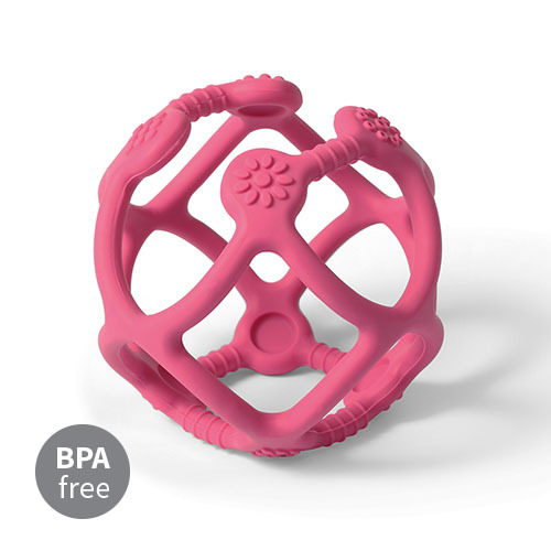 BABYONO Anneau de dentition en silicone Ortho balle rose 0m+