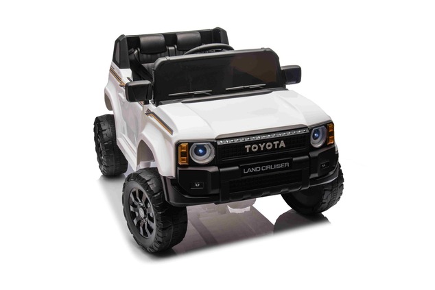 Elektrické autíčko Toyota Landcruiser 12V, biele, široké jednomiestne sedadlo, 2,4 GHz dia