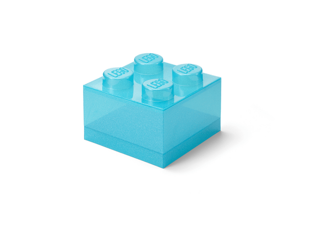 LEGO úložný box 4 s vekom - trblietavá modrá