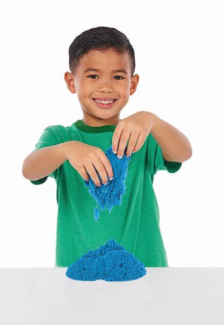 Kinetic sand krabica tekutého piesku s podložkou modrá